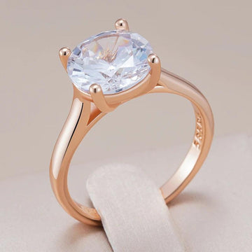 Luxury New Shiny Big AAA Zircon Crystal Rings For Women - Fashion 14K Filled Rose Gold Daily Fine Jewellery
